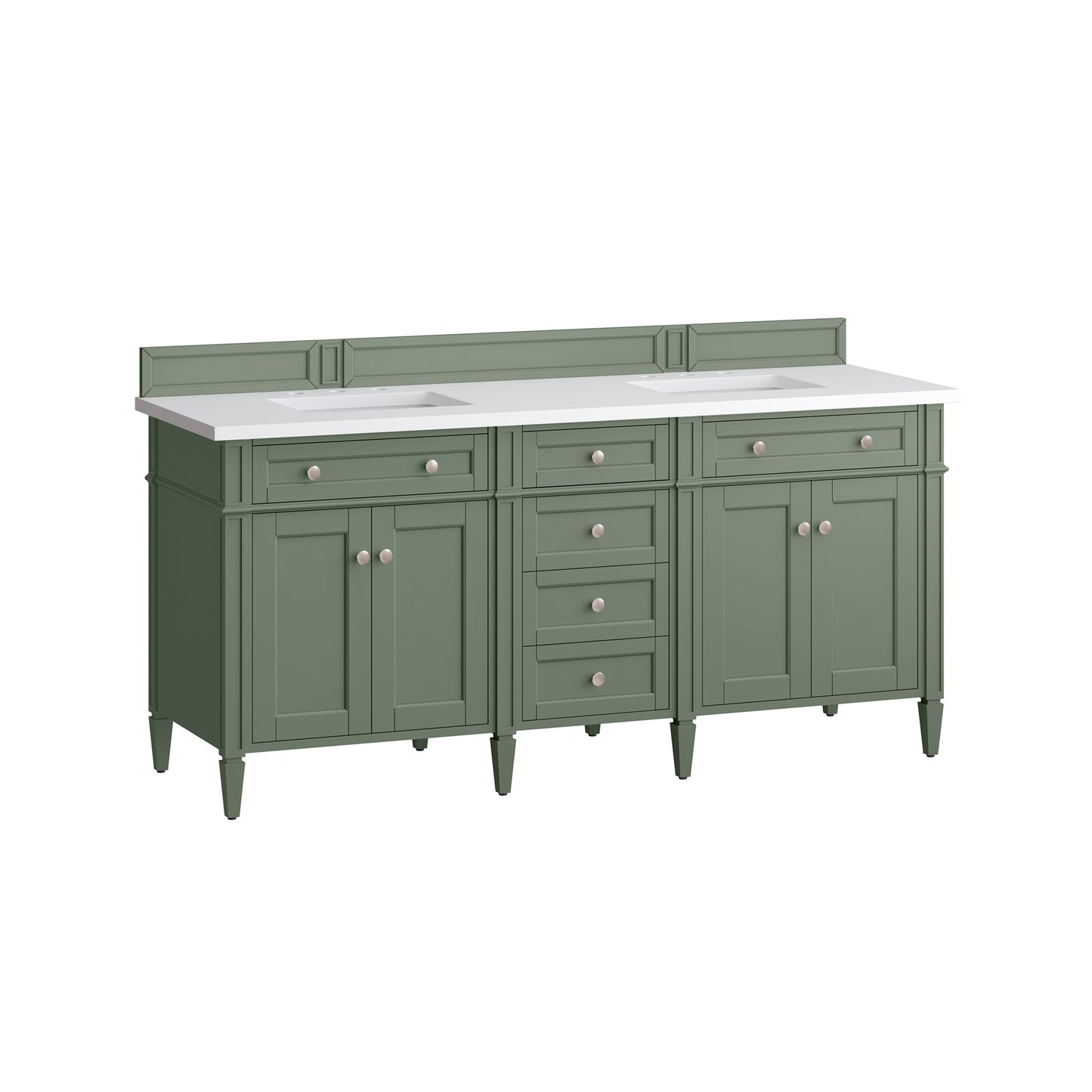 Brittany 72" Double Vanity, Smokey Celadon w/ 3 CM White Zeus Top