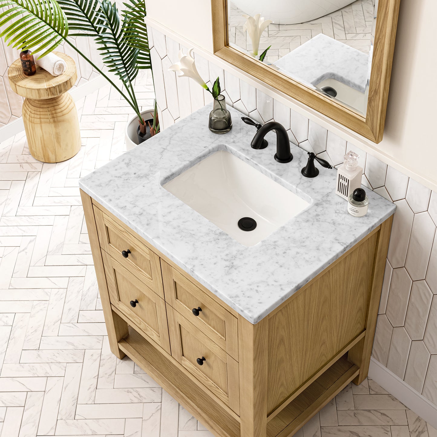 Breckenridge 30" Single Vanity, Light Natural Oak w/ 3 CM Arctic Fall Top