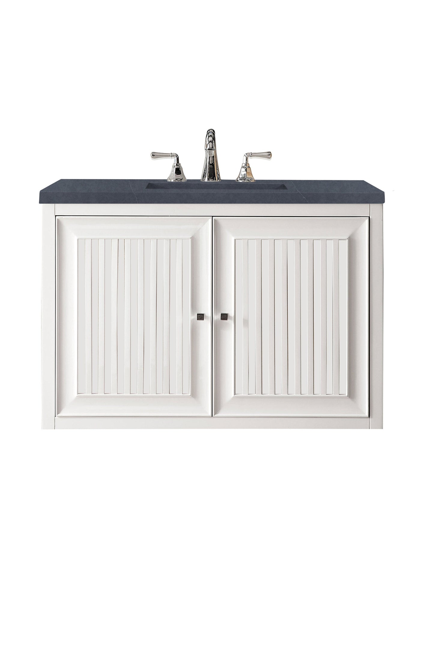 Athens 36" Single Vanity, Glossy White w/ 3 CM Charcoal Soapstone Quartz Top