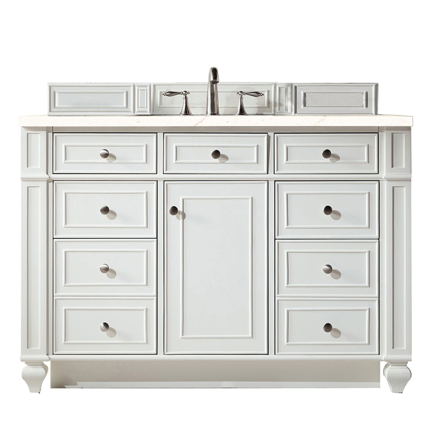 Bristol 48" Single Vanity, Bright White w/ 3 CM Eternal Marfil Quartz Top