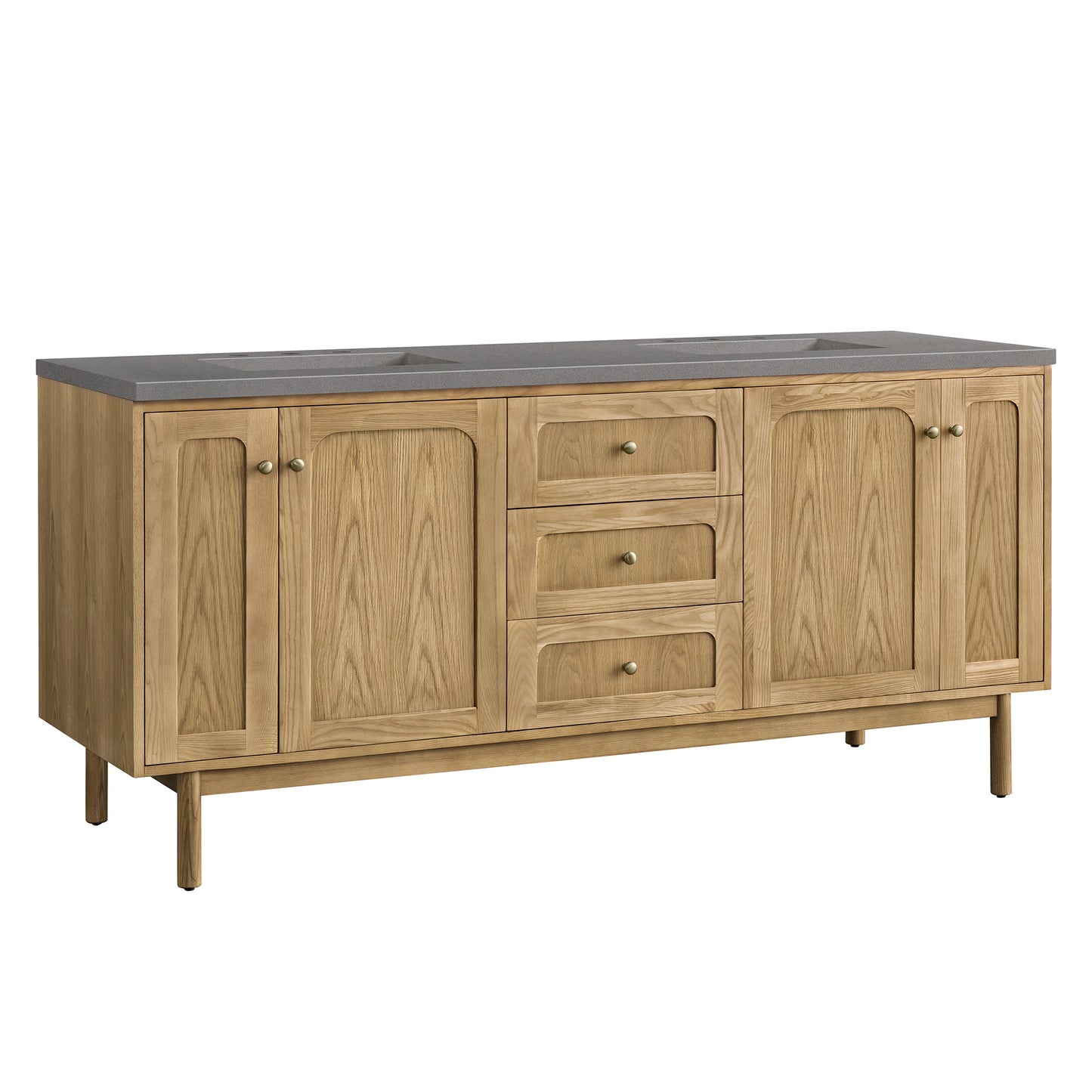 Laurent 72" Double Vanity, Light Natural Oak w/ 3 CM Grey Expo Top