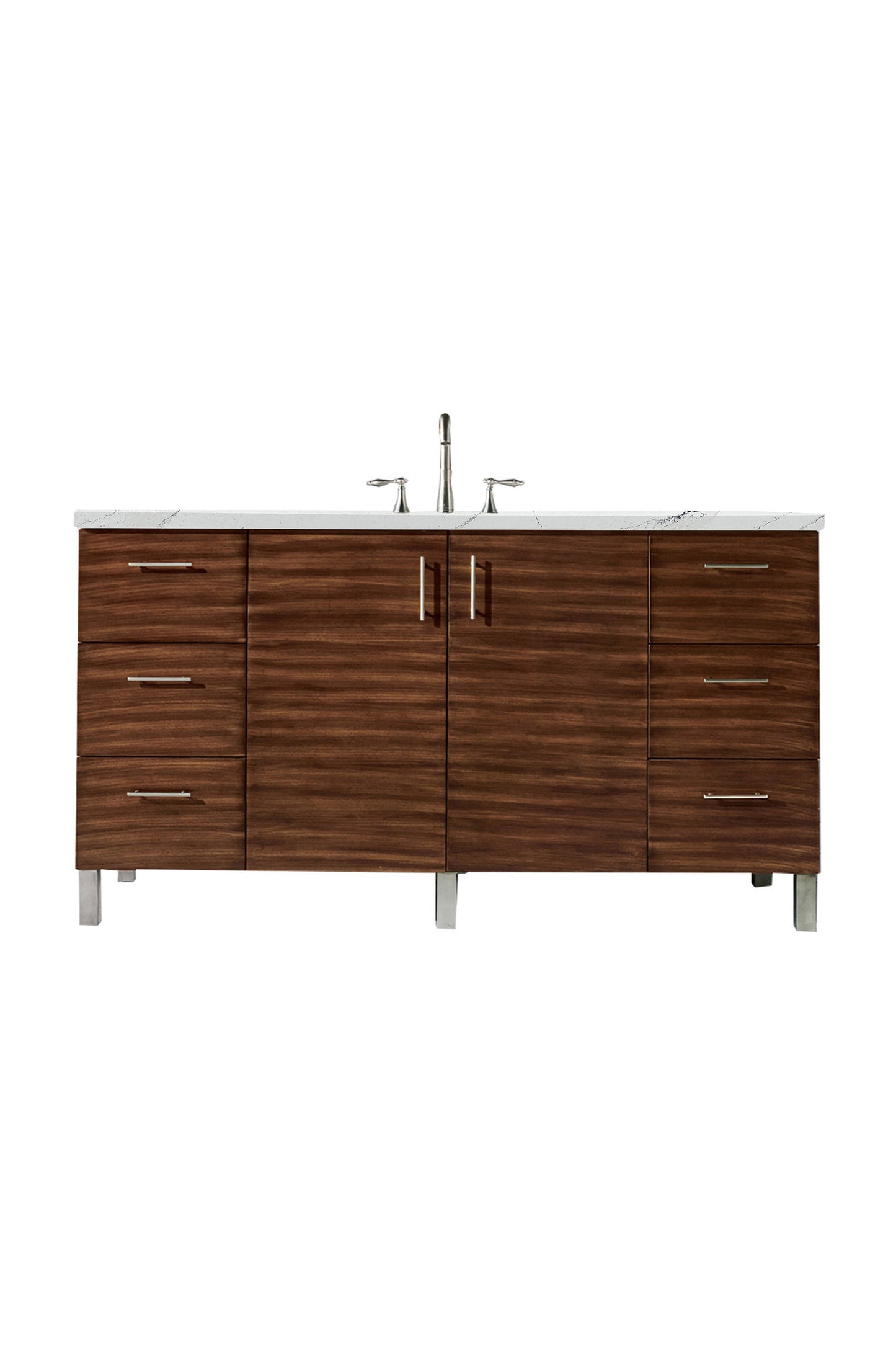 Metropolitan 60" Single Vanity, American Walnut w/ 3 CM Ethereal Noctis Quartz Top