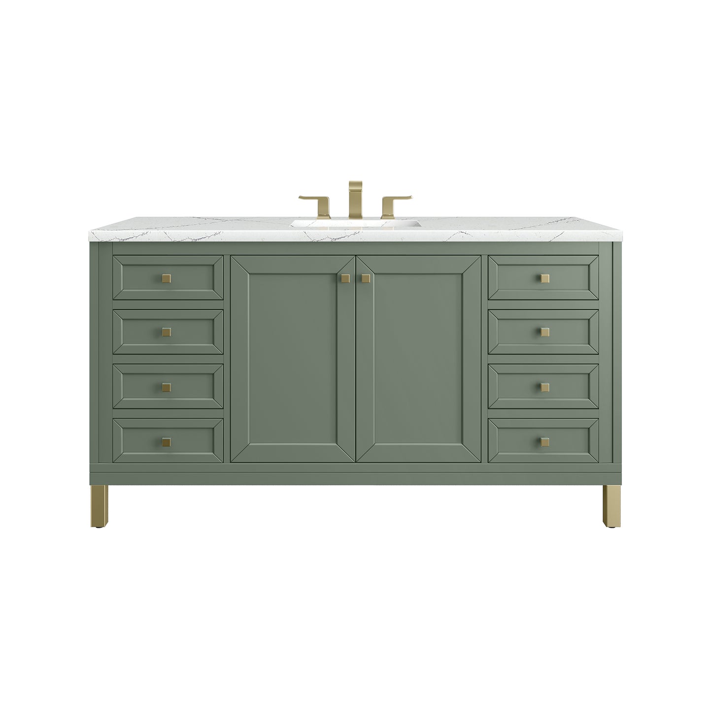 Chicago 60" Single Vanity, Smokey Celadon w/ 3 CM Ethereal Noctis Top