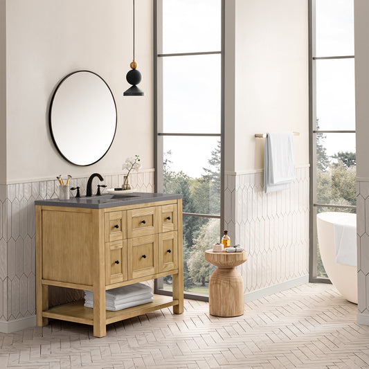 Breckenridge 36" Single Vanity, Light Natural Oak w/ 3 CM Grey Expo Top