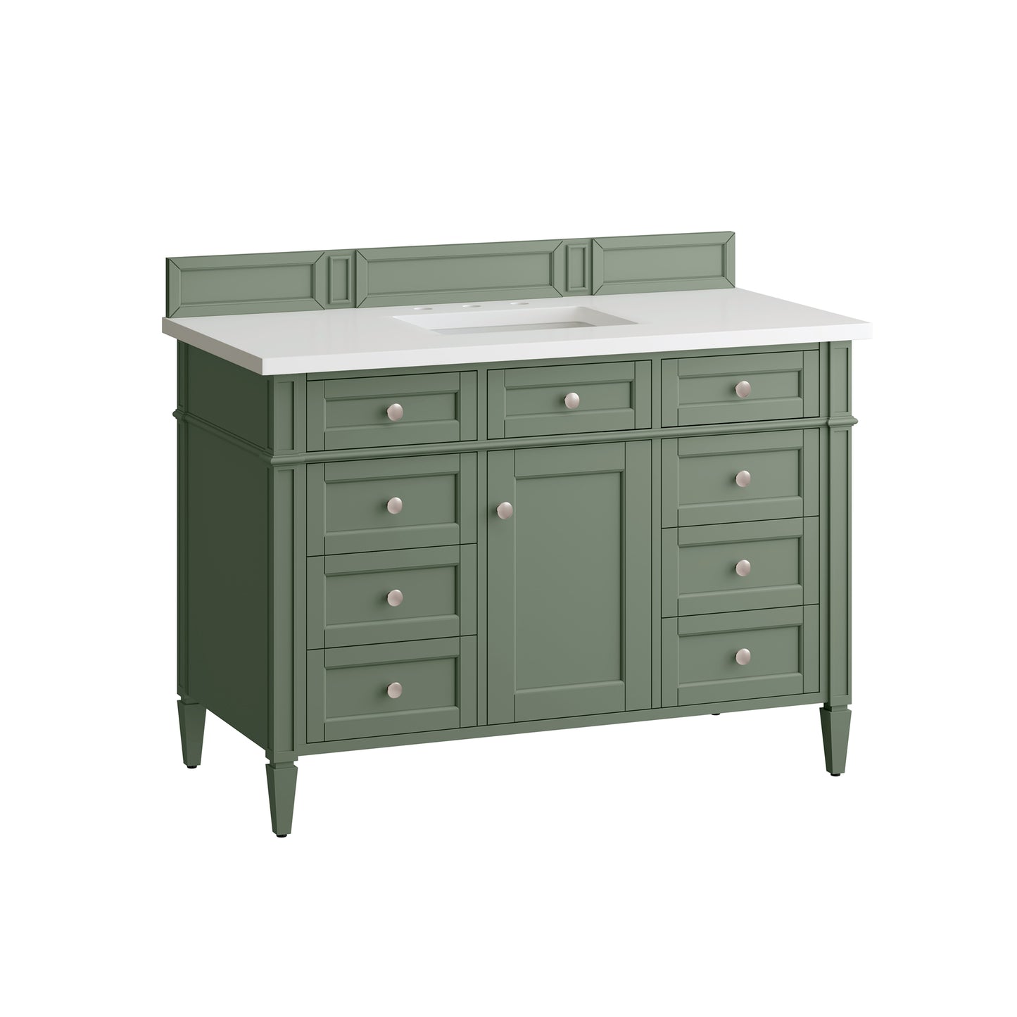 Brittany 48" Single Vanity, Smokey Celadon w/ 3 CM White Zeus Top