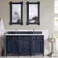 Brittany 60" Double Vanity, Victory Blue w/ 3 CM Arctic Fall Solid Surface Top