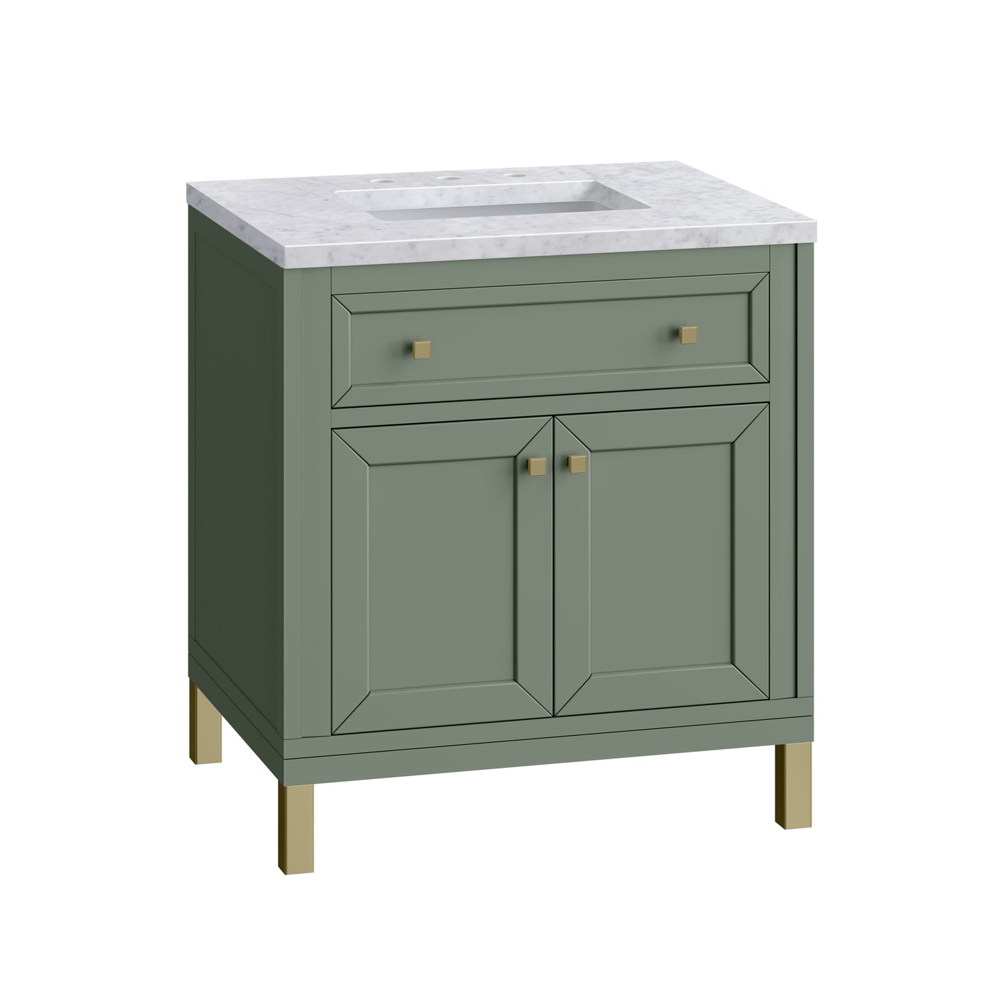 Chicago 30" Single Vanity, Smokey Celadon w/ 3 CM Carrara Marble Top