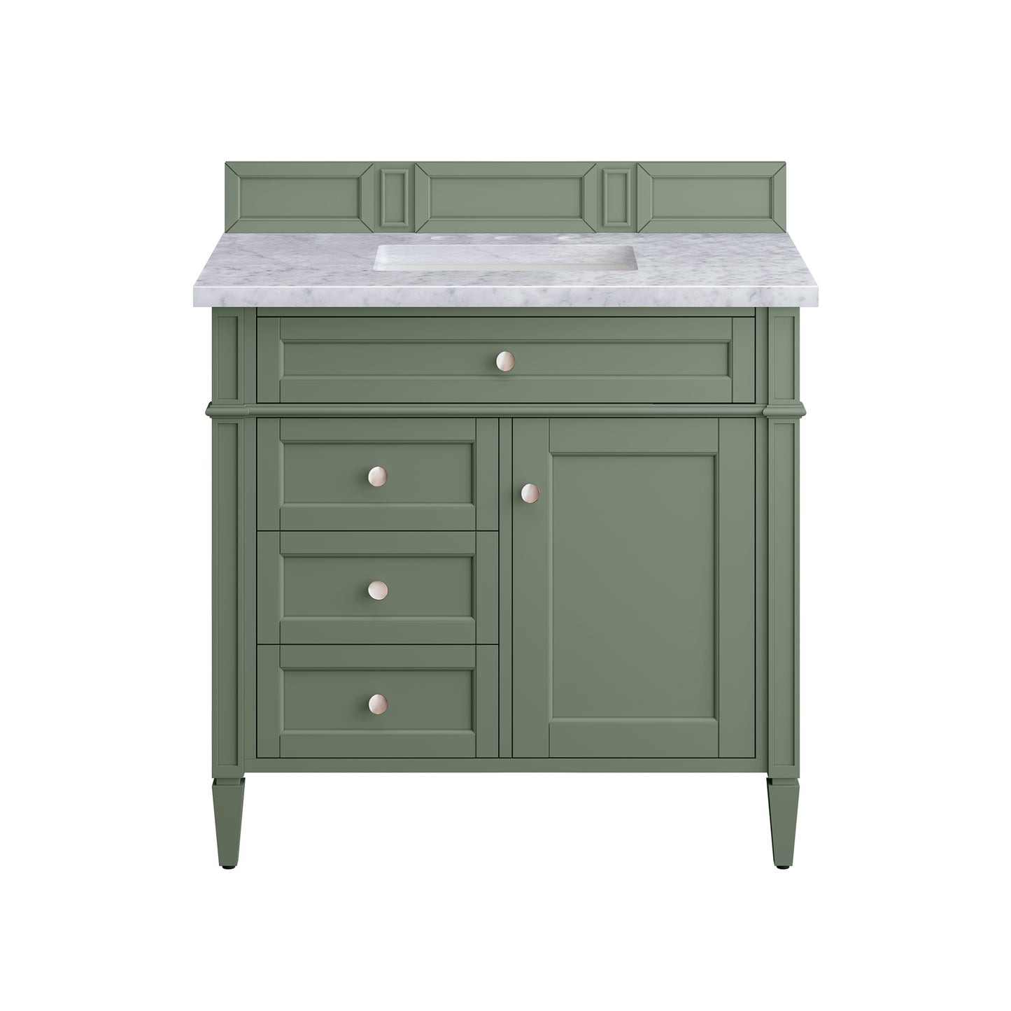 Brittany 36" Single Vanity, Smokey Celadon w/ 3 CM Carrara Marble Top