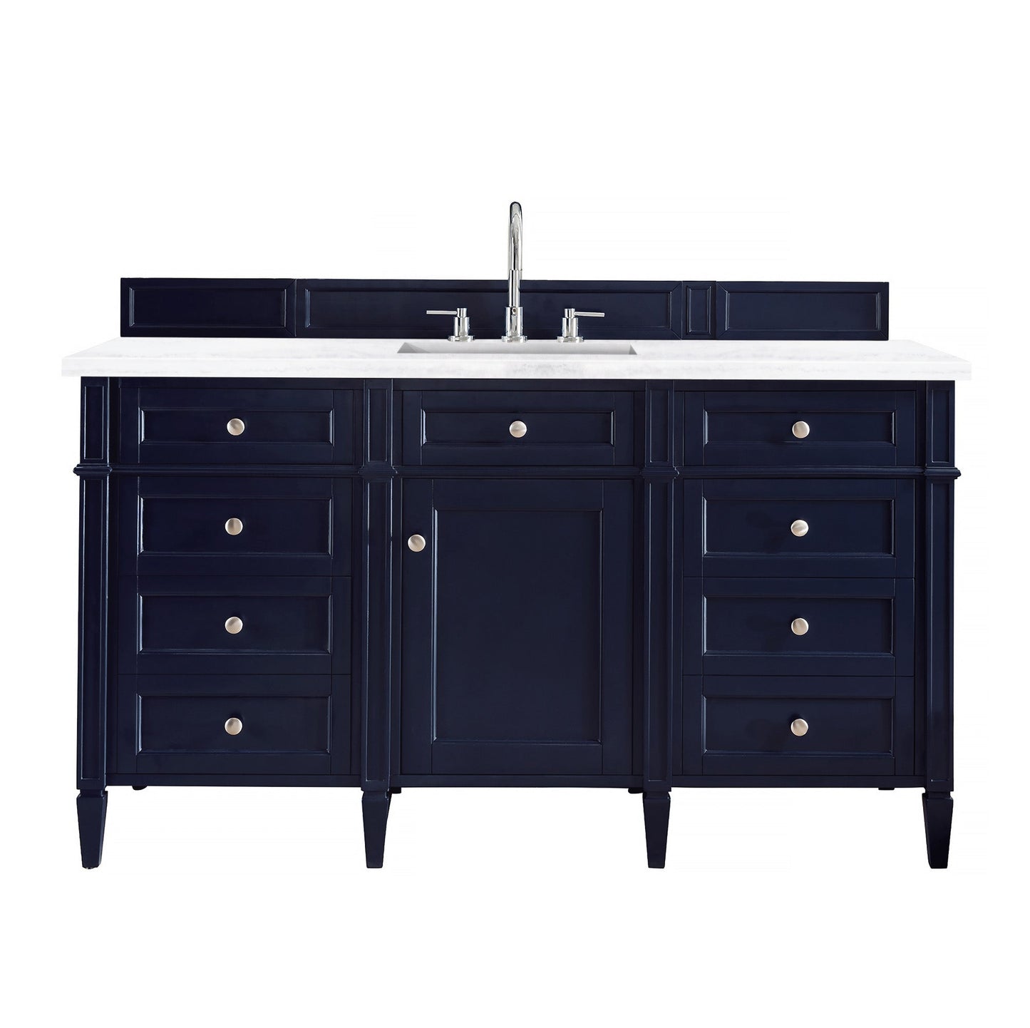 Brittany 60" Single Vanity, Victory Blue w/ 3 CM Arctic Fall Solid Surface Top