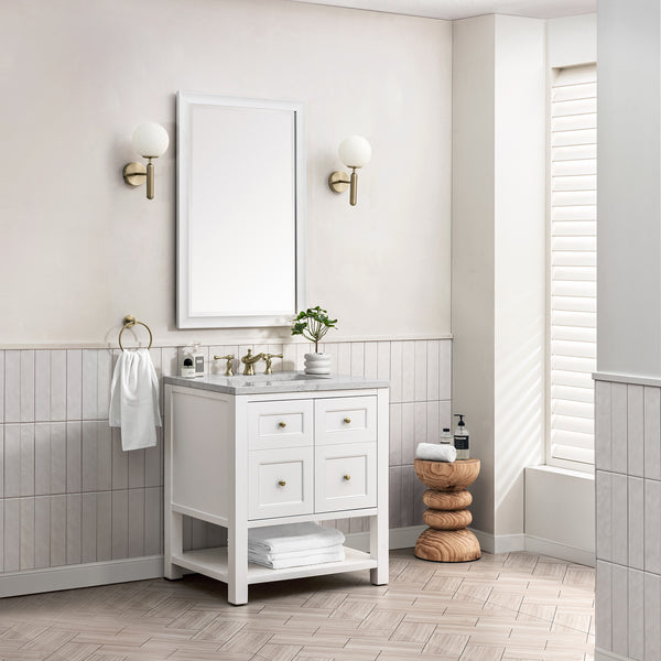 Breckenridge 30 Single Vanity, Bright White w/ 3 CM Eternal Jasmine Pearl Top