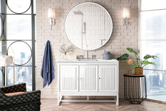 Athens 48" Single Vanity, Glossy White w/ 3 CM Ethereal Noctis Top