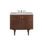 Amberly 36" Single Vanity, Mid-Century Walnut w/ 3 CM Eternal Serena Top