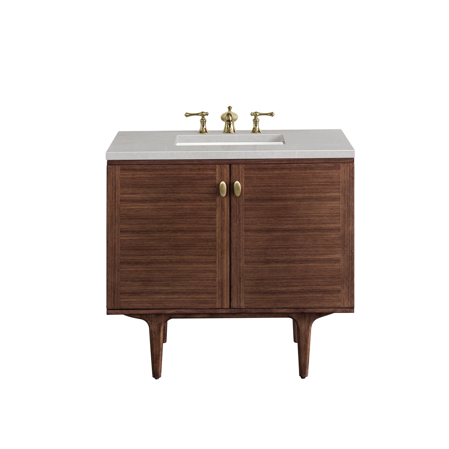 Amberly 36" Single Vanity, Mid-Century Walnut w/ 3 CM Eternal Serena Top