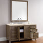 Chicago 60" Single Vanity, Whitewashed Walnut w/ 3 CM Eternal Marfil Quartz Top