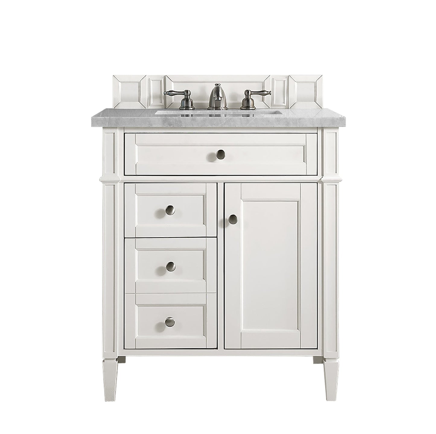 Brittany 30" Single Vanity, Bright White, w/ 3 CM Eternal Serena Quartz Top