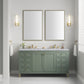 Chicago 60" Double Vanity, Smokey Celadon w/ 3 CM Carrara Marble Top