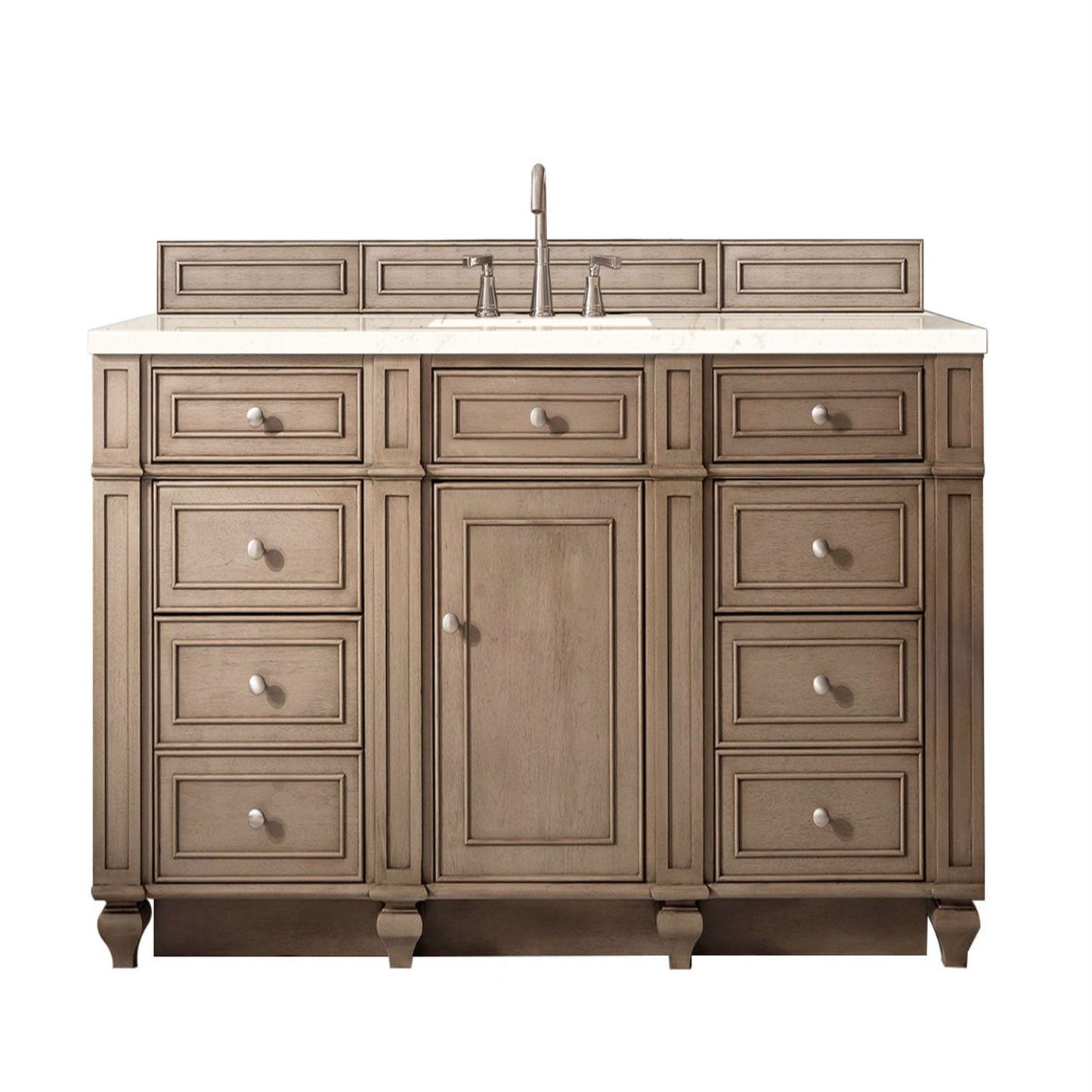 Bristol 60" Single Vanity, Whitewashed Walnut w/ 3 CM Eternal Marfil Quartz Top