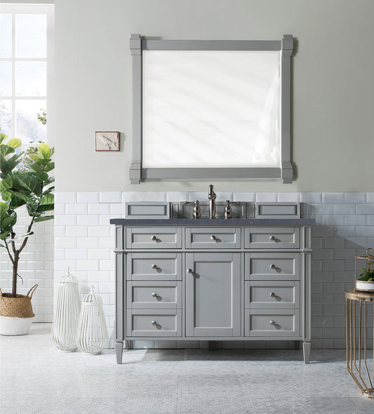 Brittany 48" Single Vanity, Urban Gray w/ 3 CM Charcoal Soapstone Quartz Top