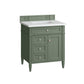 Brittany 30" Single Vanity, Smokey Celadon w/ 3 CM White Zeus Top