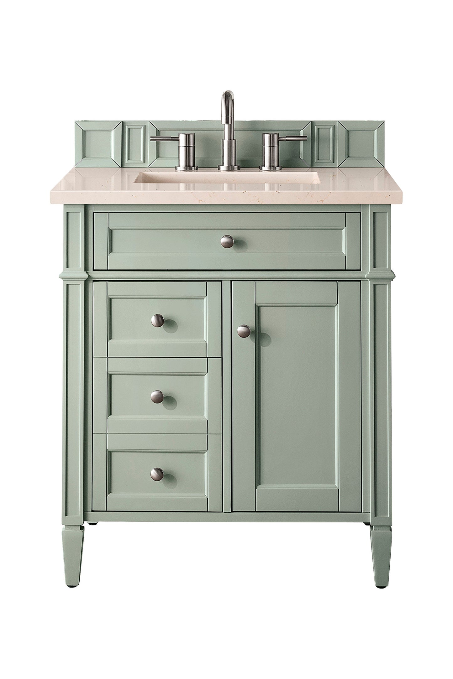 Brittany 30" Single Vanity, Sage Green, w/ 3 CM Eternal Marfil Quartz Top