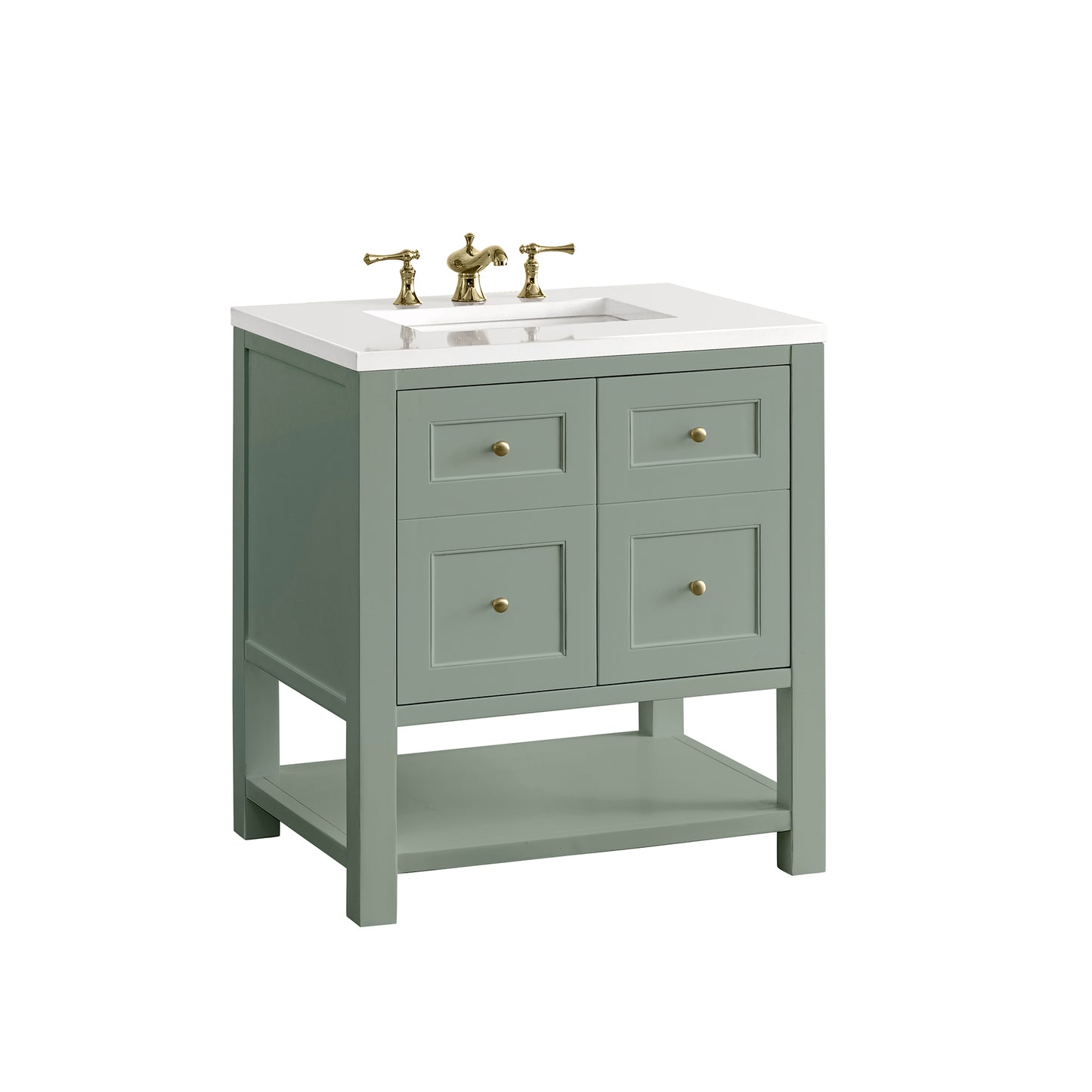 Breckenridge 30" Single Vanity, Smokey Celadon w/ 3 CM White Zeus Top