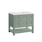 Breckenridge 36" Single Vanity, Smokey Celadon w/ 3 CM White Zeus Top