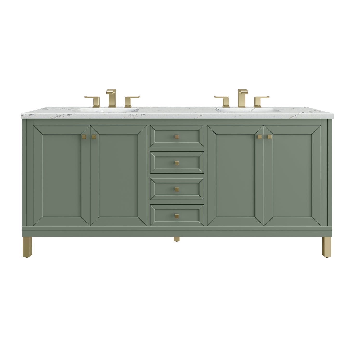 Chicago 72" Double Vanity, Smokey Celadon w/ 3 CM Ethereal Noctis Top