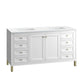 Chicago 60" Double Vanity, Glossy White w/ 3 CM White Zeus Top