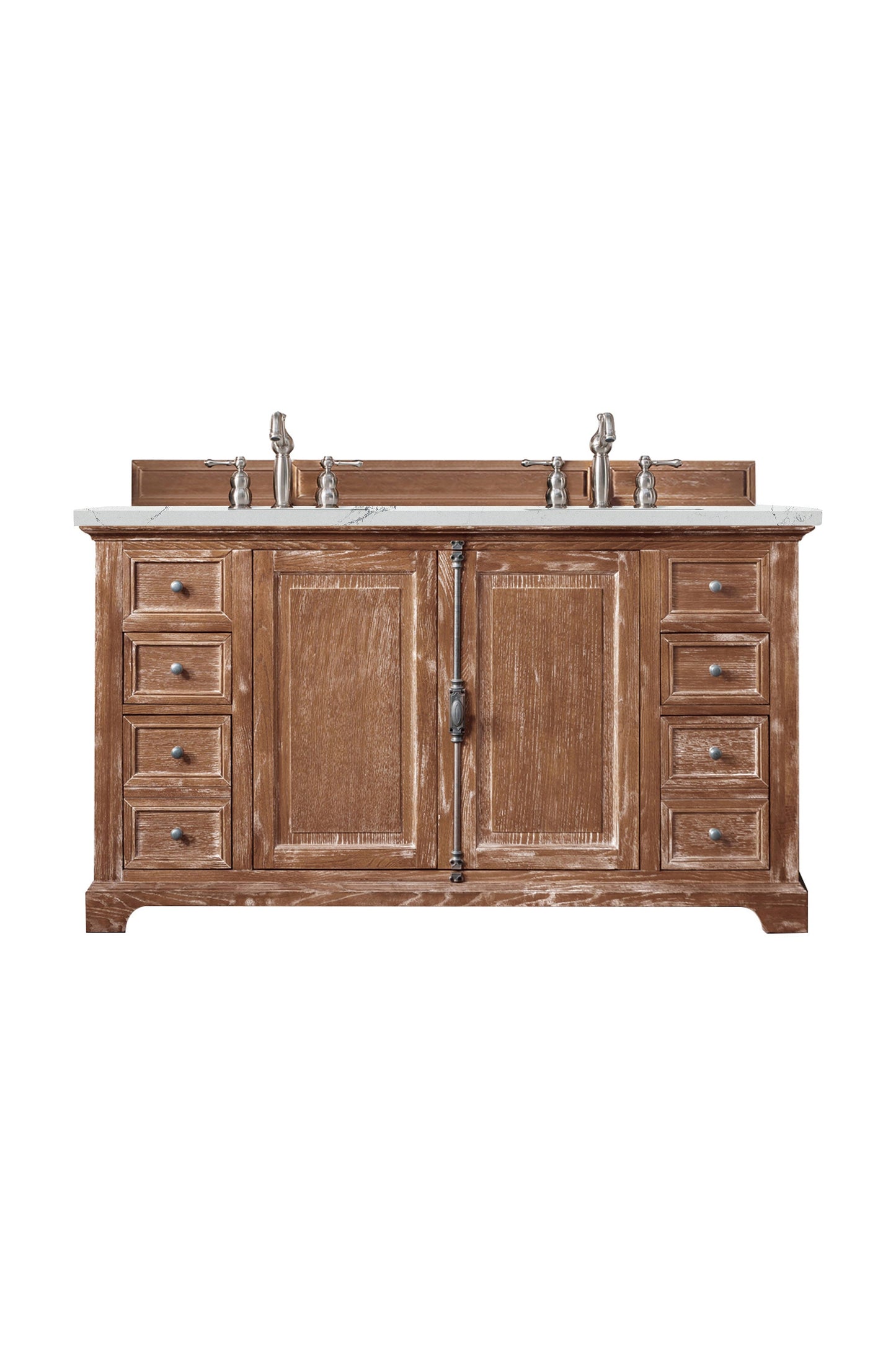 Providence 60" Double Vanity, Driftwood w/ 3 CM Ethereal Noctis Quartz Top