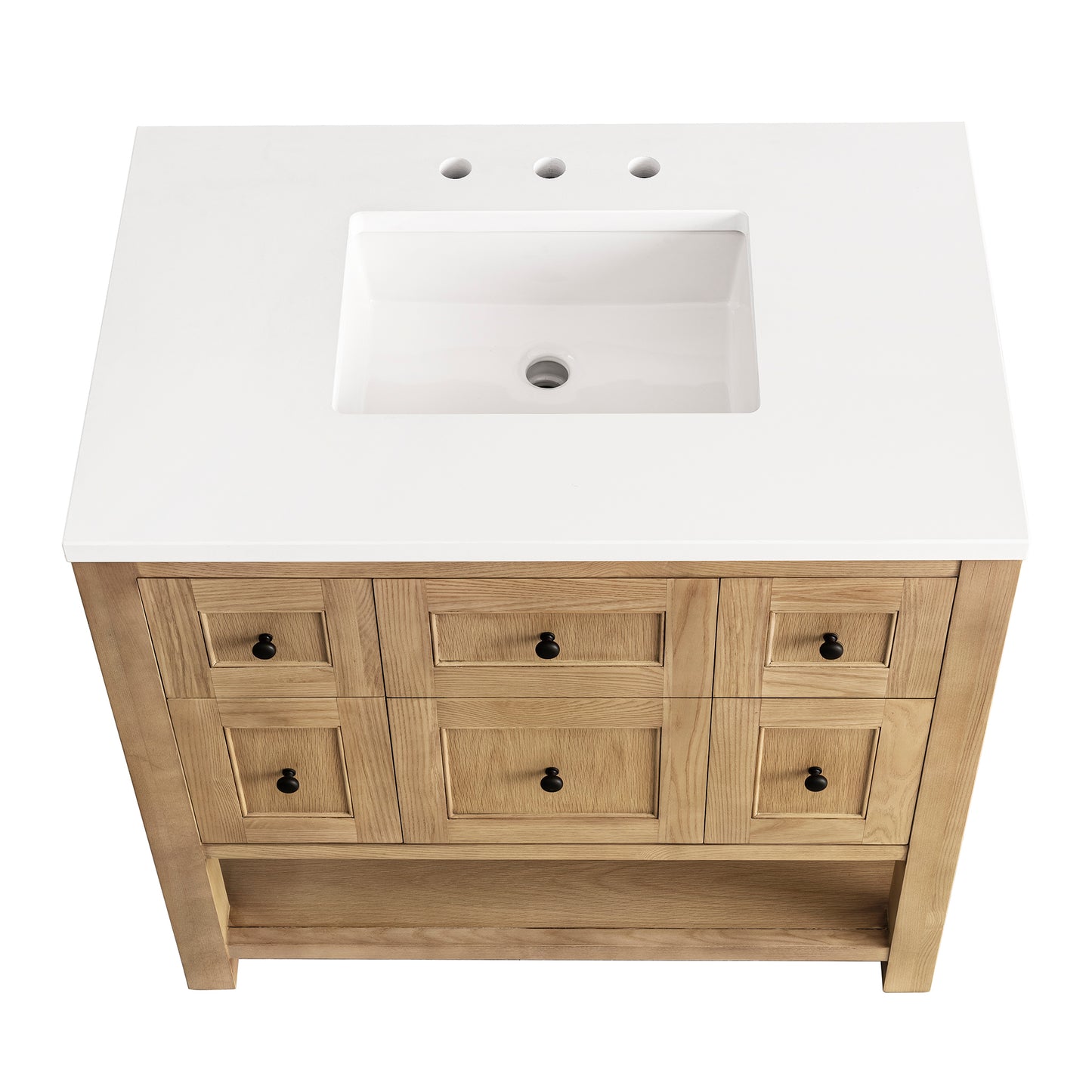 Breckenridge 36" Single Vanity, Light Natural Oak w/ 3 CM White Zeus Top