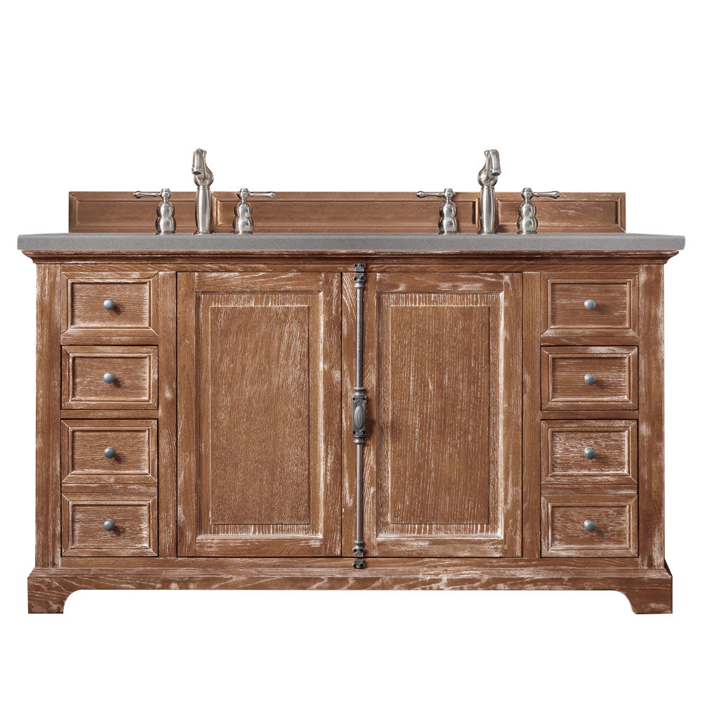 Providence 60" Double Vanity, Driftwood w/ 3 CM Grey Expo Quartz Top