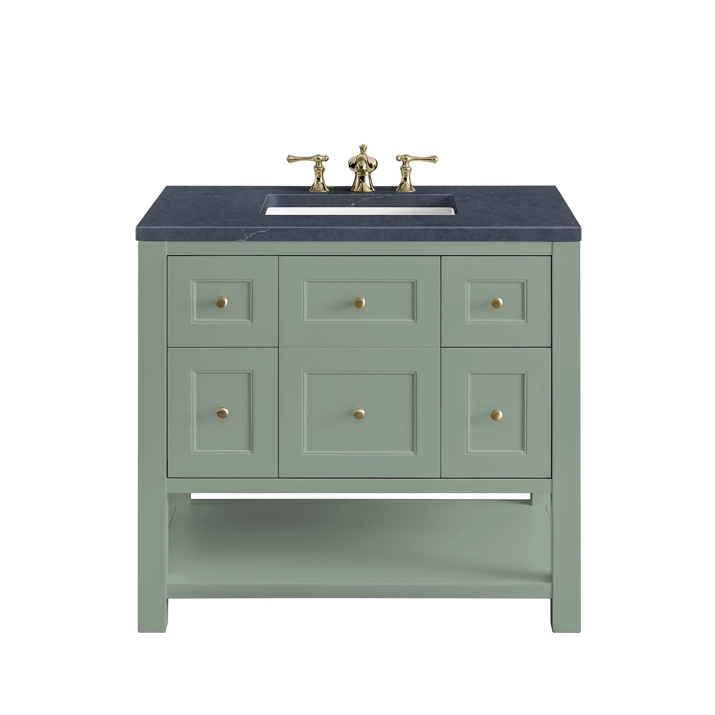 Breckenridge 36" Single Vanity, Smokey Celadon w/ 3 CM Charcoal Soapstone Top