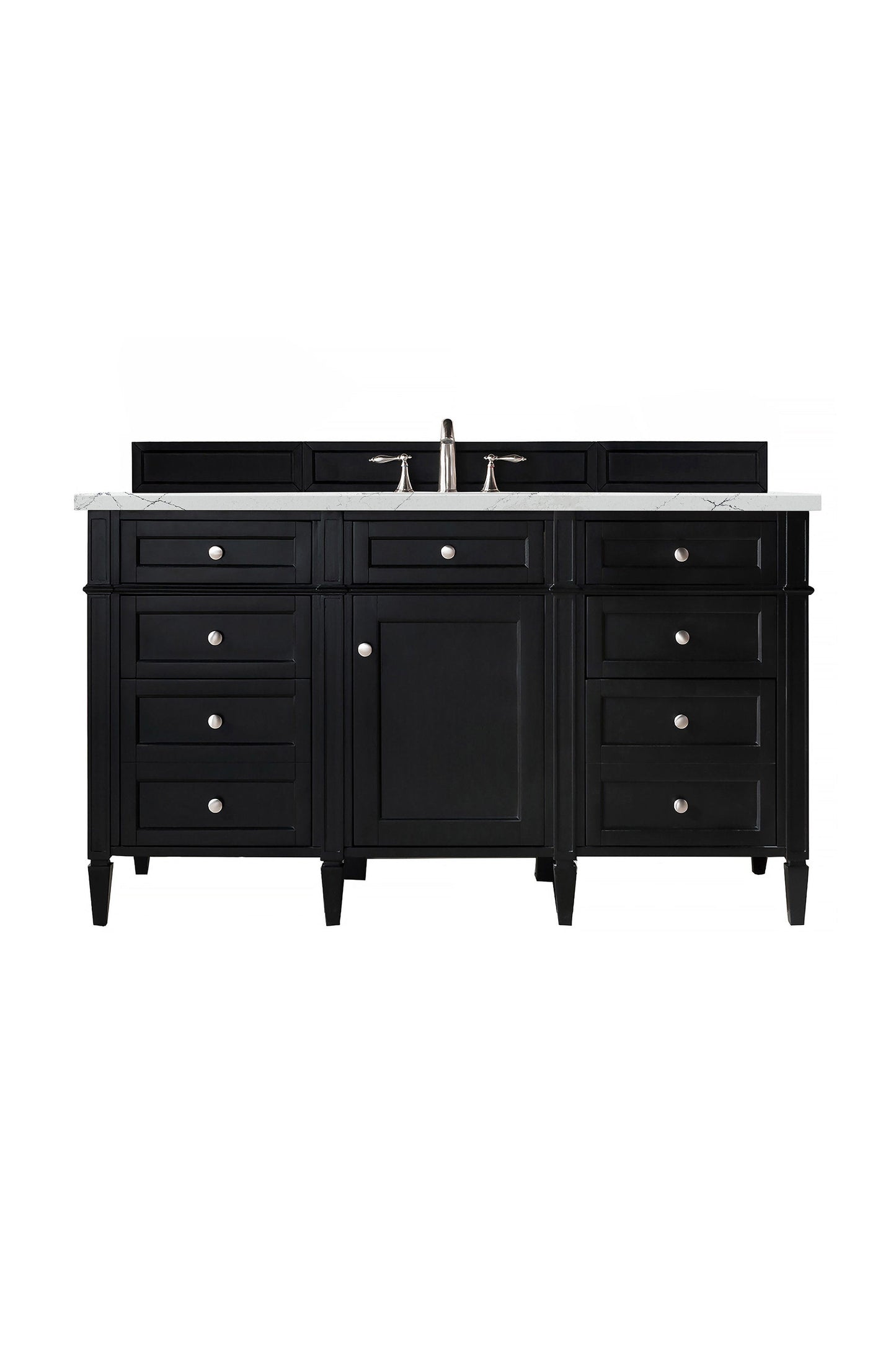 Brittany 60" Single Vanity, Black Onyx, w/ 3 CM Ethereal Noctis Quartz Top