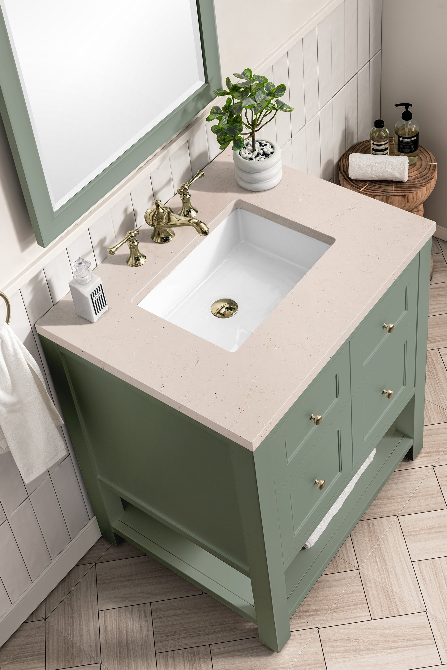 Breckenridge 30" Single Vanity, Smokey Celadon w/ 3 CM Eternal Marfil Top