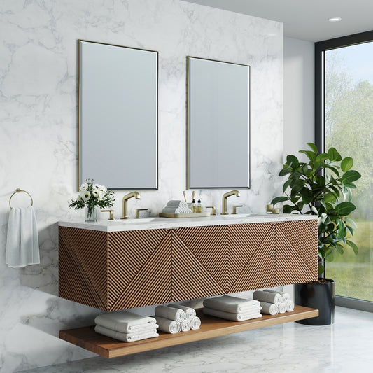 Marcello 72" Double Vanity, Chestnut w/ 3 CM Etehreal Noctis Top