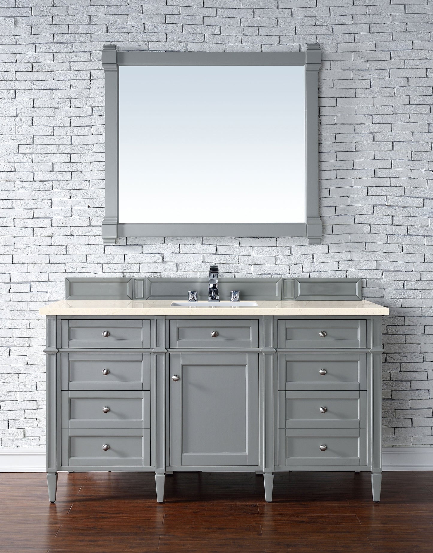 Brittany 60" Single Vanity, Urban Gray w/ 3 CM Eternal Marfil Quartz Top