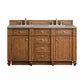 Bristol 60" Double Vanity, Saddle Brown w/ 3 CM Grey Expo Quartz Top