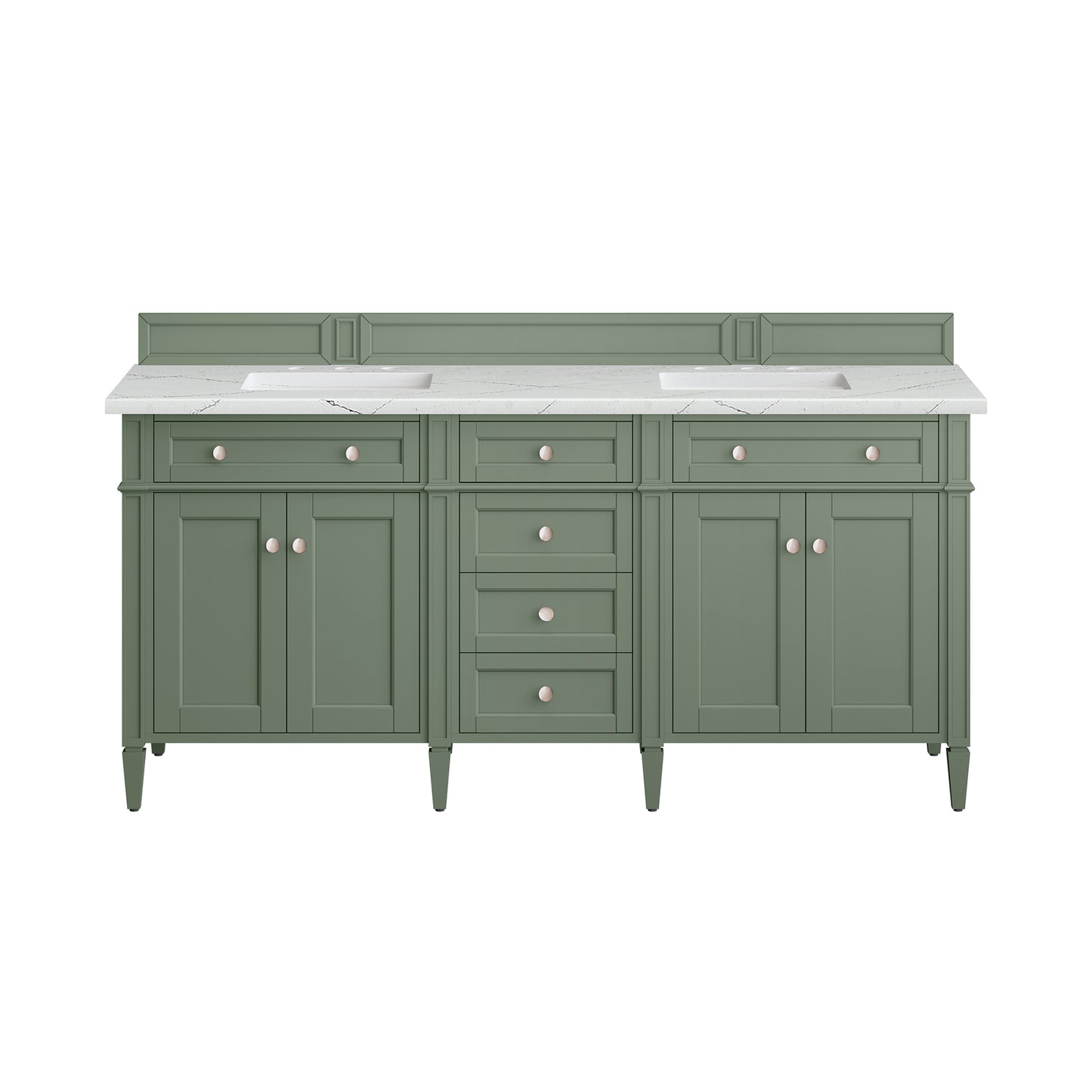 Brittany 72" Double Vanity, Smokey Celadon w/ 3 CM Ethereal Noctis Top