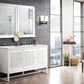 Athens 60" Double Vanity, Glossy White w/ 3 CM Arctic Fall Solid Surface Top