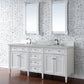 Brittany 72" Double Vanity, Bright White Vanity w/ 3 CM Eternal Serena Quartz Top