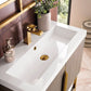 Columbia 31.5" Single Vanity, Ash Gray, Radiant Gold, w/ White Glossy Composite Stone Top