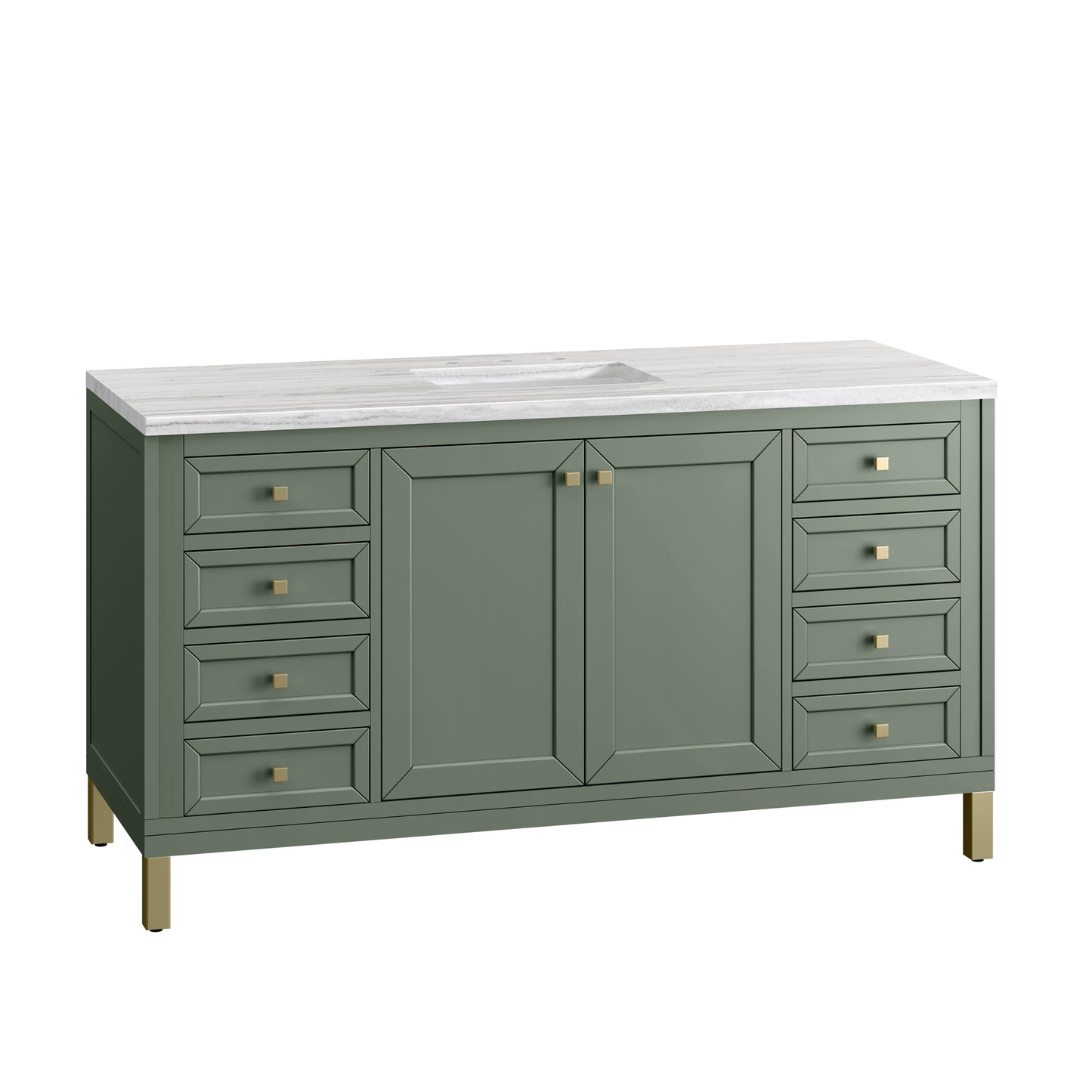 Chicago 60" Single Vanity, Smokey Celadon w/ 3 CM Arctic Fall Top