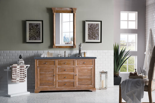 Savannah 60" Single Vanity, Driftwood w/ 3 CM Charcoal Soapstone Quartz Top