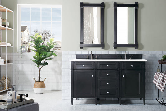 Brittany 60" Double Vanity, Black Onyx w/ 3 CM White Zeus Quartz Top