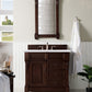 Brookfield 36" Single Vanity, Burnished Mahogany w/ 3 CM Arctic Fall Solid Surface Top