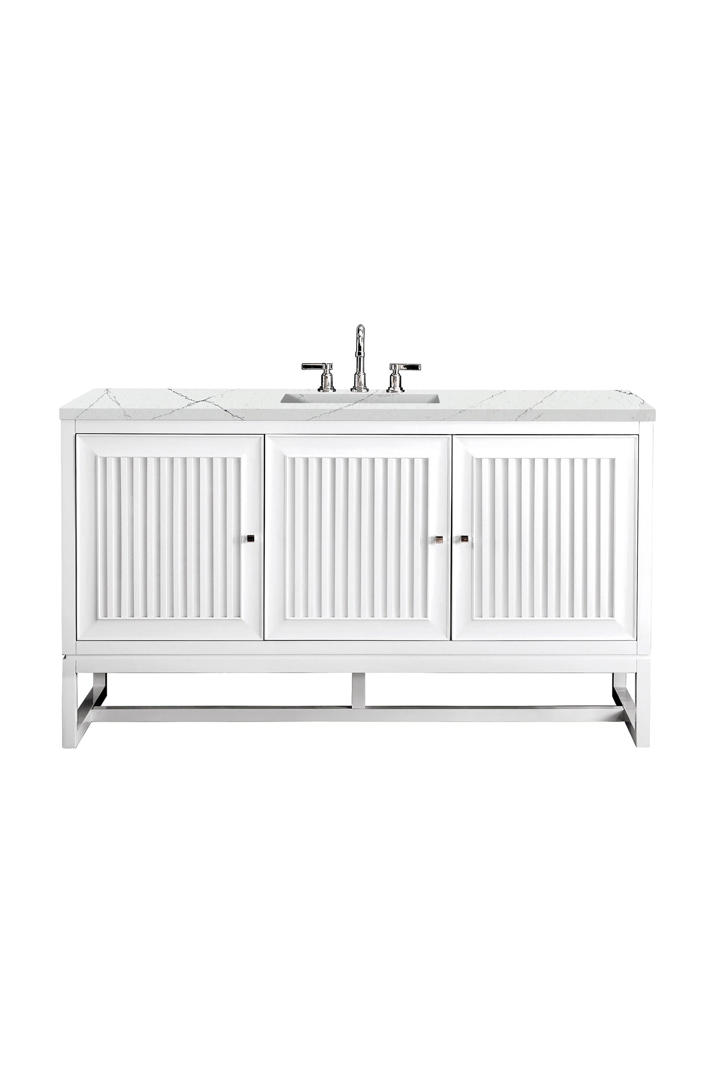 Athens 60" Single Vanity, Glossy White w/ 3 CM Ethereal Noctis Top