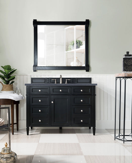 Brittany 48" Single Vanity, Black Onyx w/ 3 CM Charcoal Soapstone Quartz Top