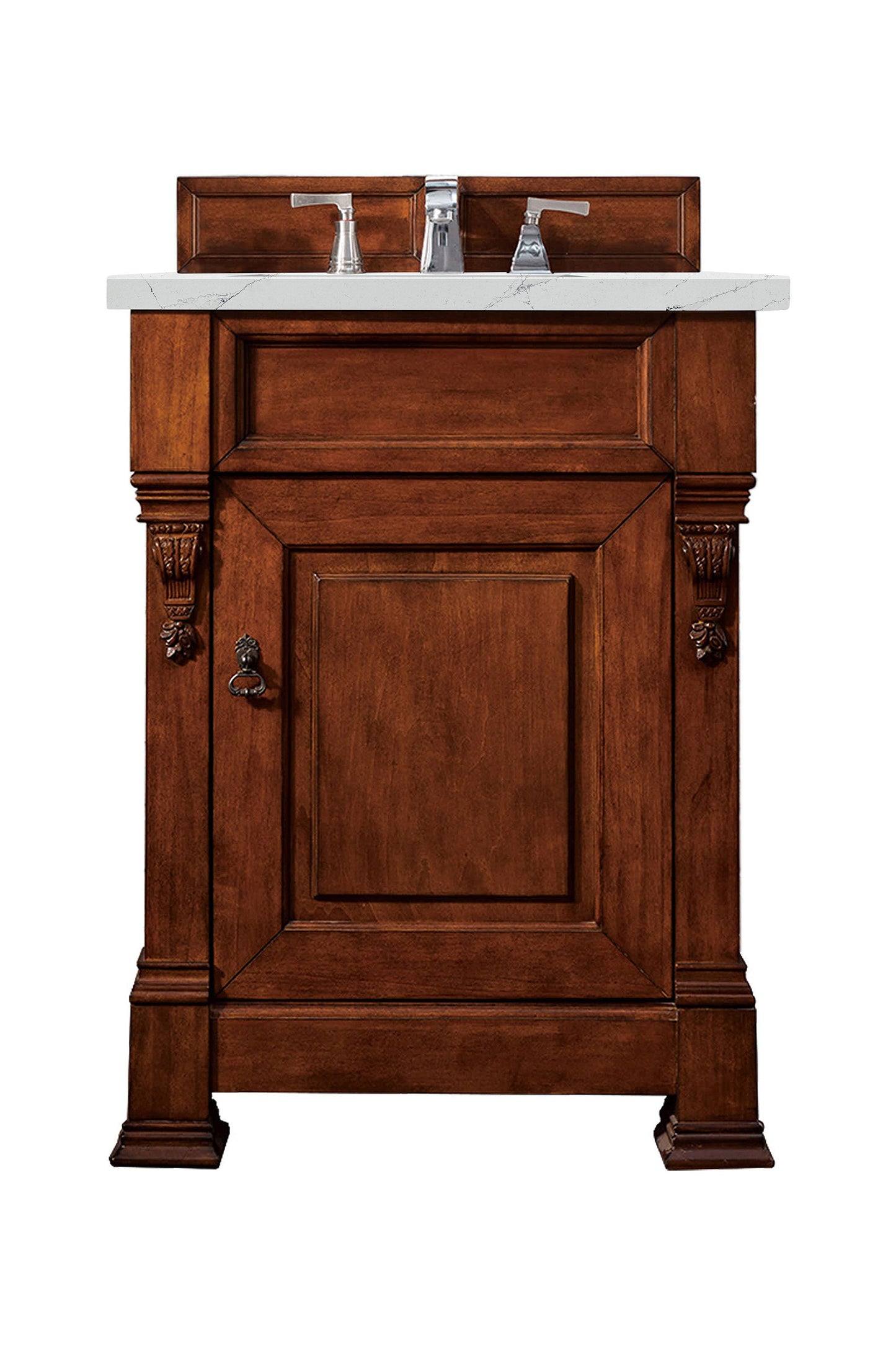 Brookfield 26" Single Vanity, Warm Cherry w/ 3 CM Ethereal Noctis Quartz Top