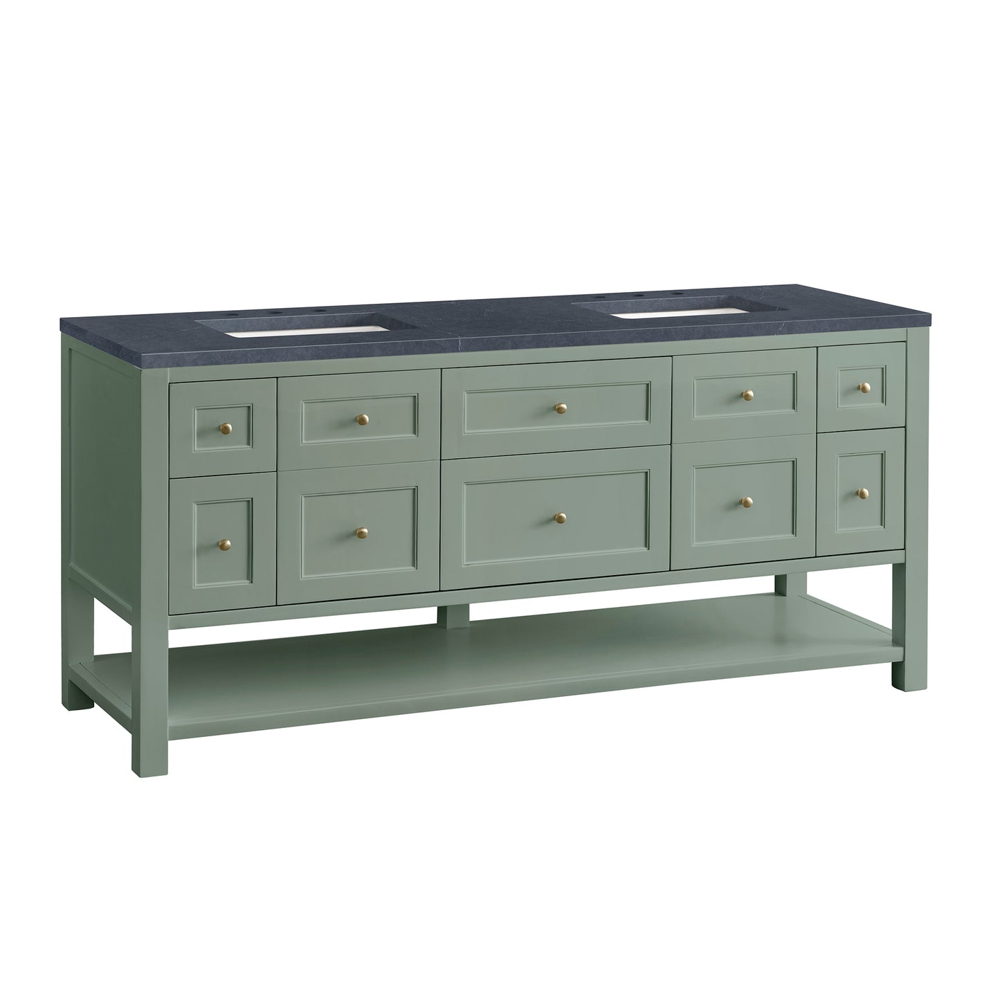 Breckenridge 72" Double Vanity, Smokey Celadon w/ 3 CM Charcoal Soapstone Top