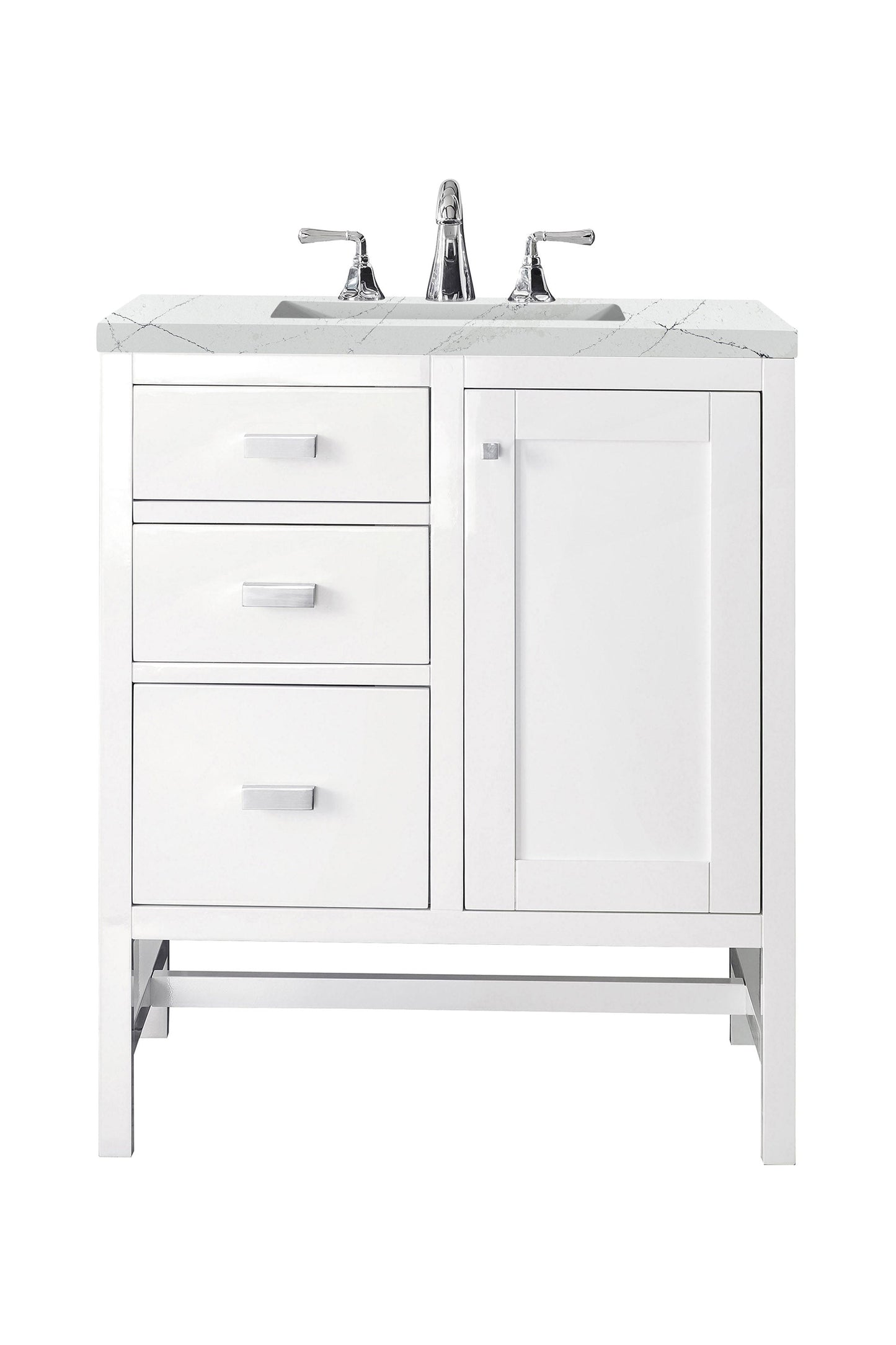 Addison 30" Single Vanity, Glossy White w/ 3 CM Ethereal Noctis Top